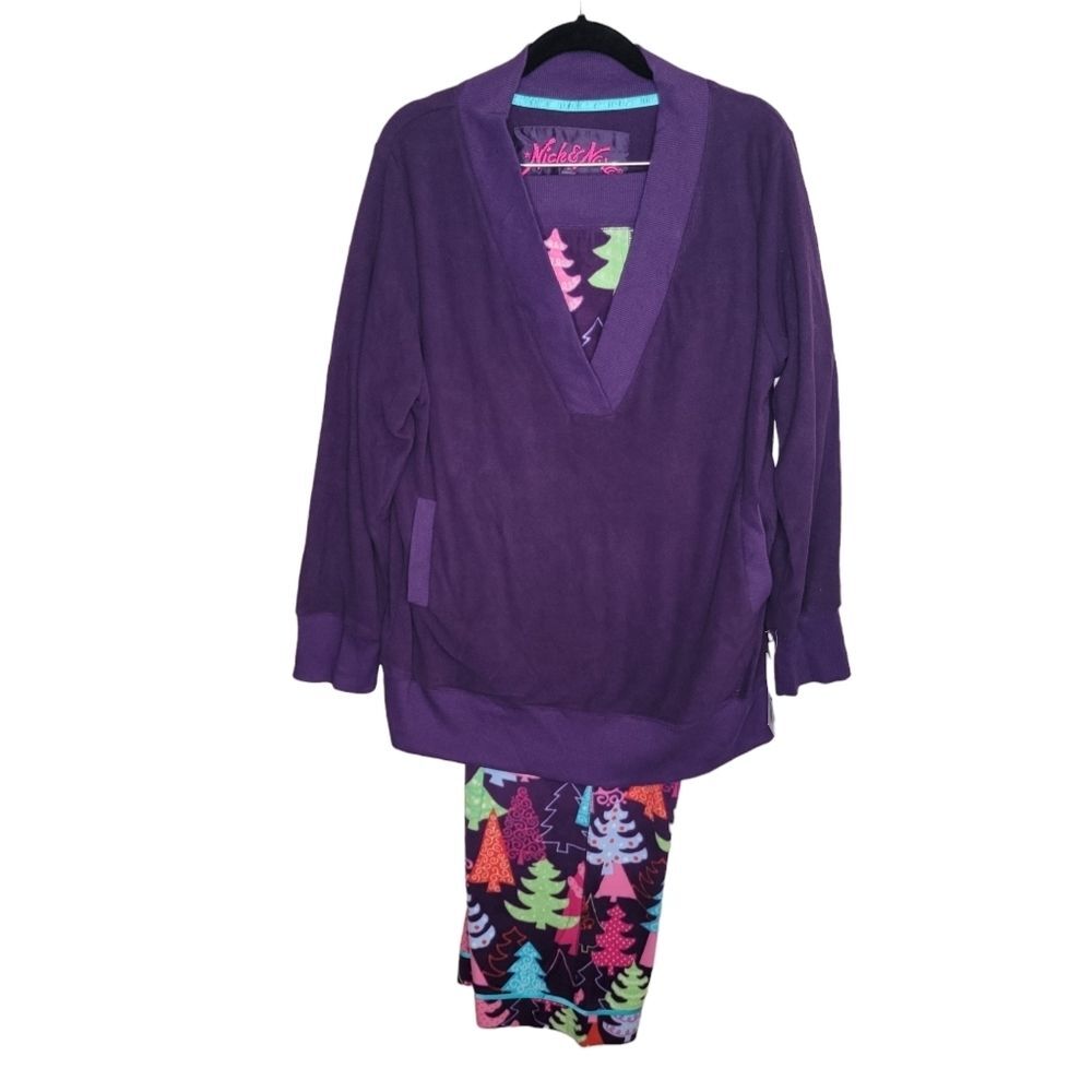 Nick & Nora Nwt Fleece "Festive Forest" pajamas set size XL Rare
